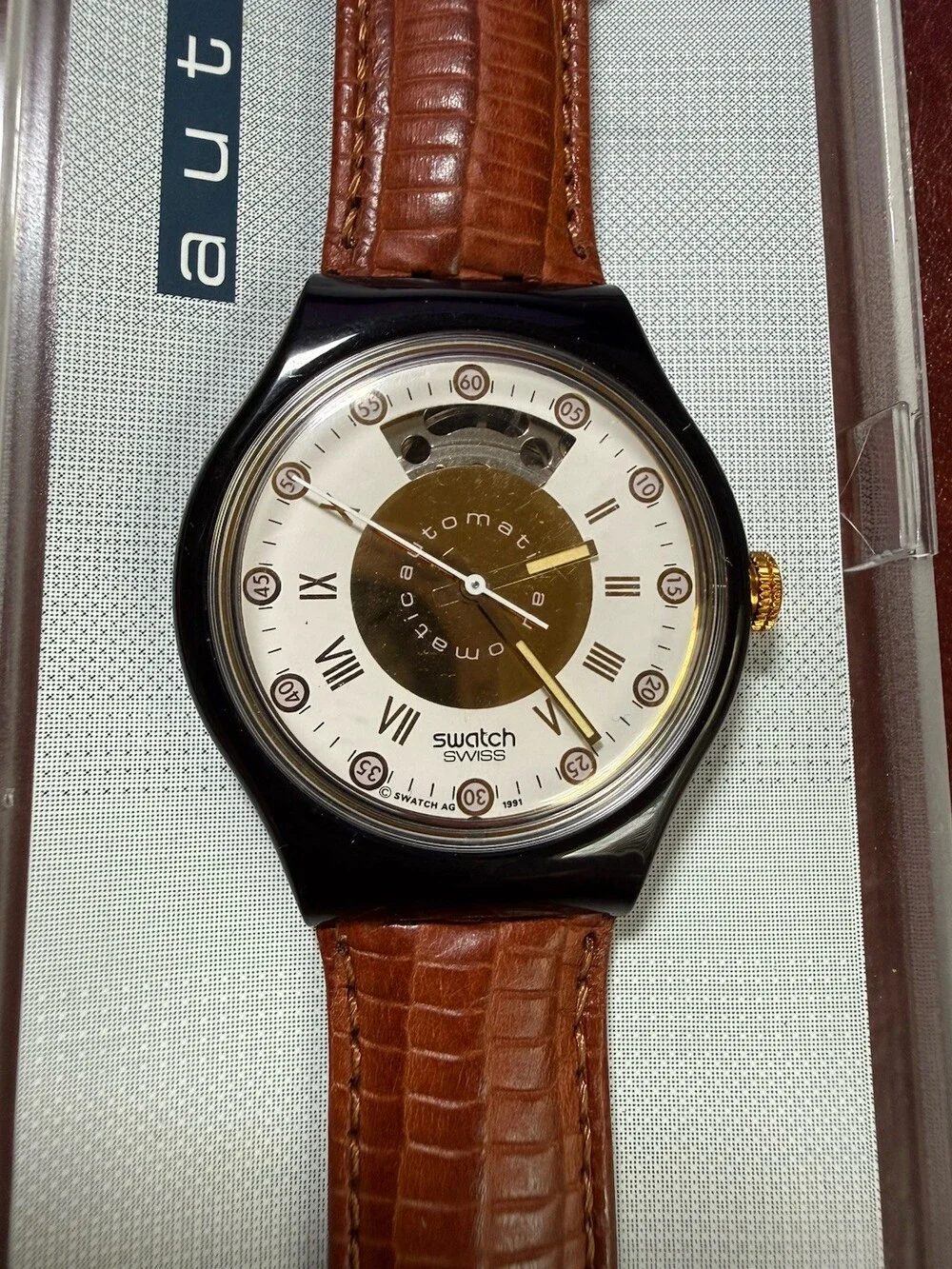 NOS 1991 Swatch Automatic Swiss Watch Unworn New in Box Vintage 23 Jewel